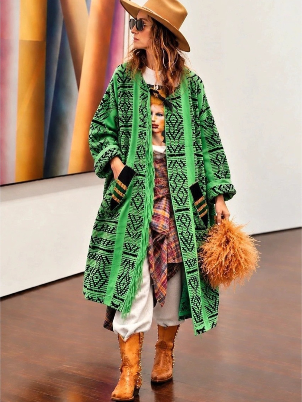 Vintage 90s MUDDWORK Carmen B Metallic Thread Art to Wear Boho Woven Kimono Coat